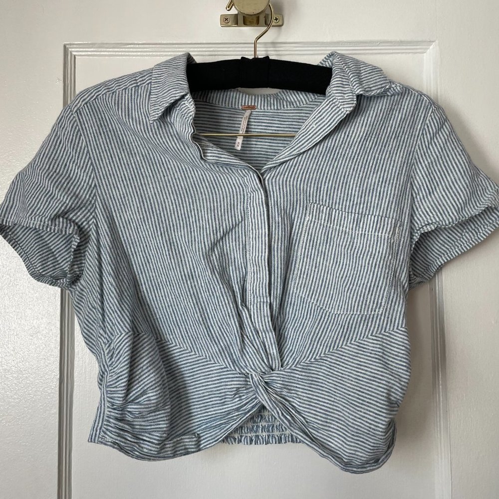 Free People Cropped Pinstripe Top